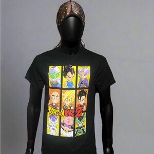Black Short Sleeve Graphic Tee with Vibrant Anime Design